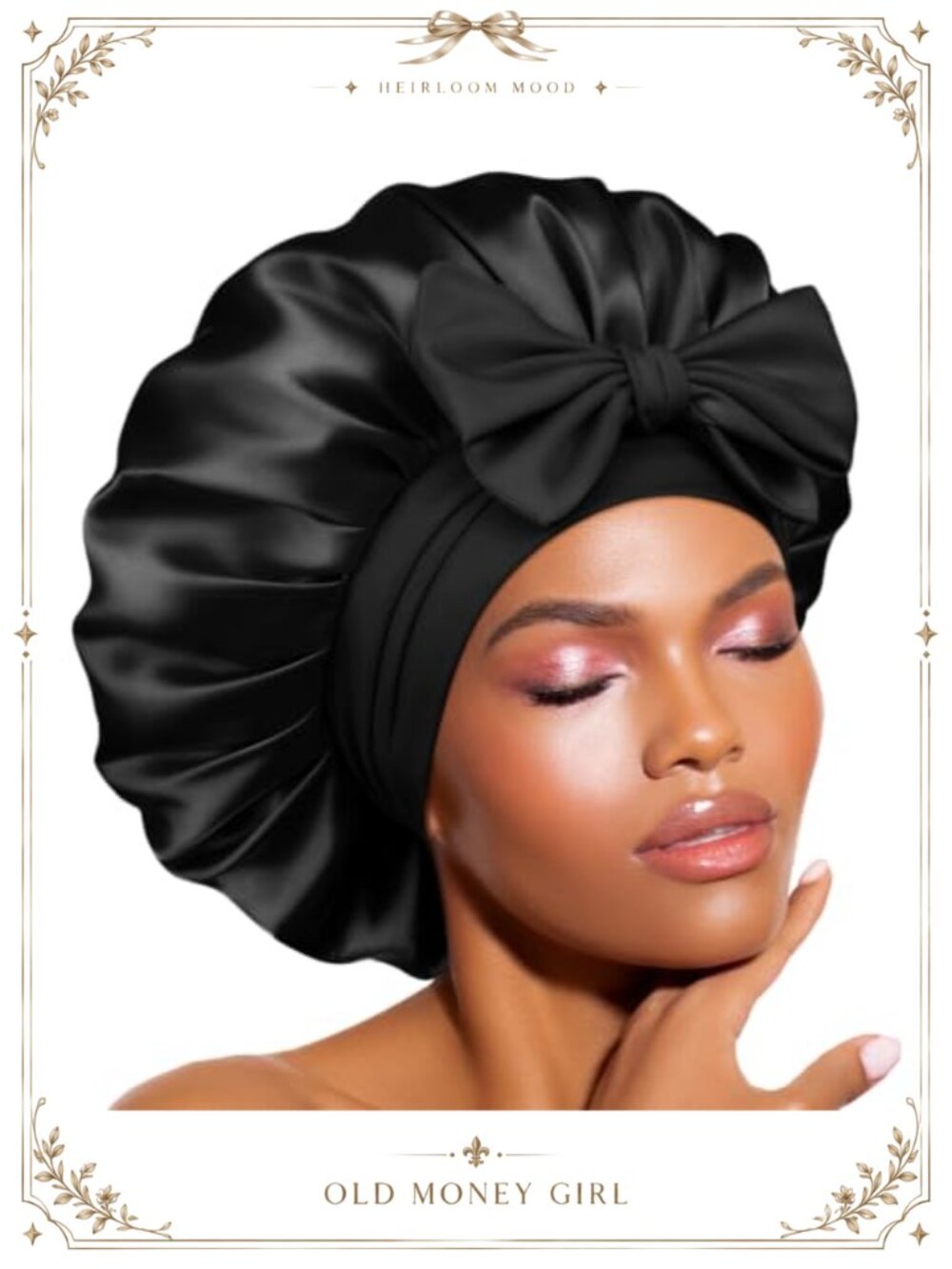 Double Layer Satin Sleep Bonnet Adjustable Tie Band Hair Cap for Curly Hair
